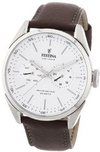 Festina Chrono Bike 2012 Quartz with White Dial Analogue Display and Brown Leather Strap F16629/1
