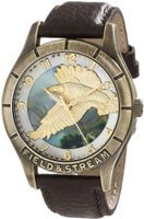 Field & Stream FSM001 Antique Gold Molded Eagle Graphic Dial Leather Strap