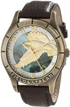 Field & Stream FSM001 Antique Gold Molded Eagle Graphic Dial Leather Strap