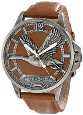 Field & Stream FSM088 Molded Bird Cutout Dial Light Brown Leather Strap