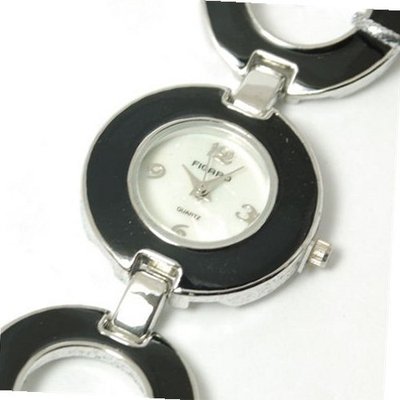 Figaro Black Open Link Enamel Ring