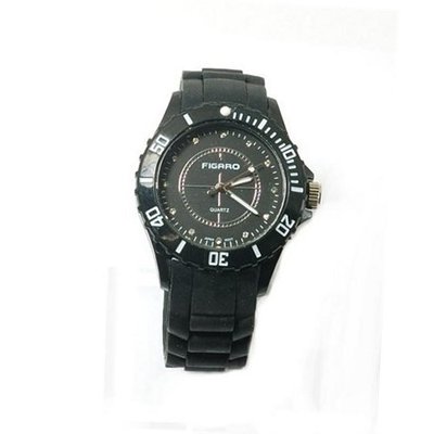 Figaro Black Rubber Strap Fashion