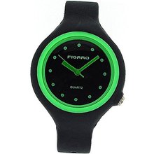 Figaro Green Detail Black Strap Ladies SR-10196