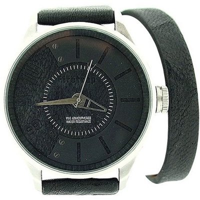Firetrap Gents Analogue Black Dial Black Leather Wrap-Around Strap FT1058