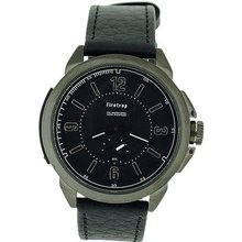 Firetrap Gents Analogue Black Dial & Sub Dial Black Leather Strap FT1007W