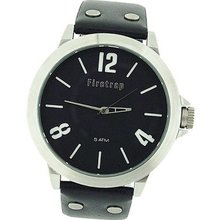 Firetrap Gents Analogue Large Black Dial Black Leather Strap FT1044B