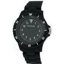 Firetrap Unisex Anallogue Black Rubberised Metal Bracelet Strap FT1065B