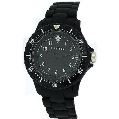 Firetrap Unisex Anallogue Black Rubberised Metal Bracelet Strap FT1065B