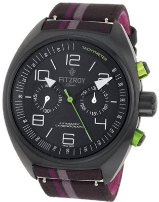 Fitzroy F-C-K2F2 Black Chronograph Black Steel Automatic Fabric Strap