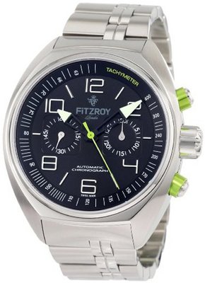 Fitzroy F-C-S2S1 Black Chronograph Steel Automatic Steel Bracelet