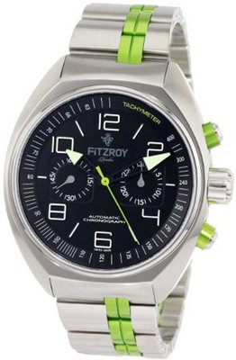 Fitzroy F-C-S2S2 Black Chronograph Steel Automatic Steel Bracelet