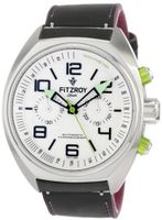 Fitzroy F-C-S4L1 White Chronograph Steel Automatic Leather Strap