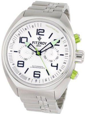 Fitzroy F-C-S4S1 White Chronograph Steel Automatic Steel Bracelet