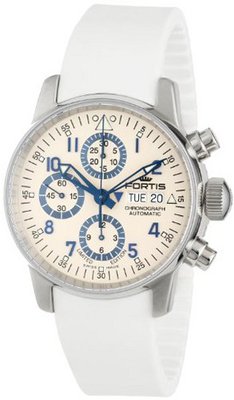 Fortis 597.20.92 SI.02 Flieger White Automatic Chronograph Rubber