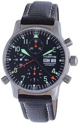 Fortis 599.10.11 L Flieger Alarm Chronograph Black Dial