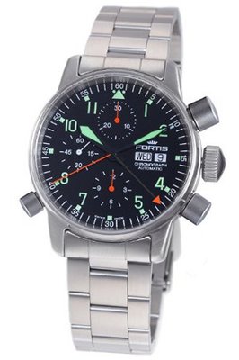 Fortis 599.10.11 M Flieger Alarm Chronograph Black Dial