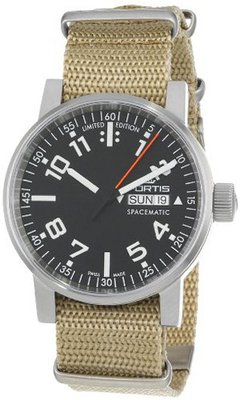 Fortis 623.10.41 N.39 Spacematic Swiss Automatic Luminous Day and Date Beige Nylon Strap