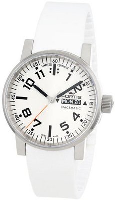 Fortis 623.10.42 Si.02 Spacematic Swiss Automatic Luminous Day and Date White Silicone Strap