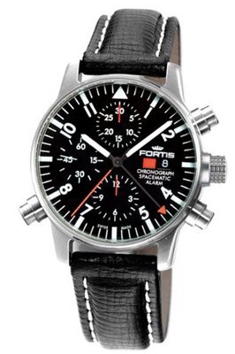 Fortis 627.22.11 L.01 Spacematic Alarm Chronograph Black Dial