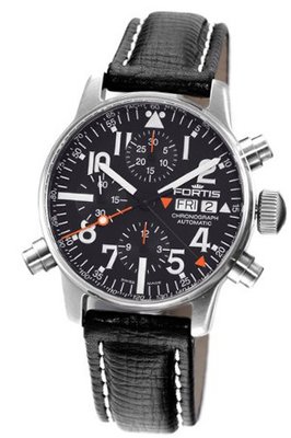 Fortis 627.22.31 L.01 Spacematic Alarm Chronograph Black Dial