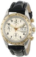 Fortis 630.60.12 LC.01 Official Cosmonauts Swiss Automatic Gold Ion-Plated Bezel Chronograph Tachymeter Leather