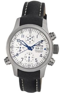 Fortis 636.10.12 L.01 B-42 Flieger Automatic Alarm Chronograph White Dial