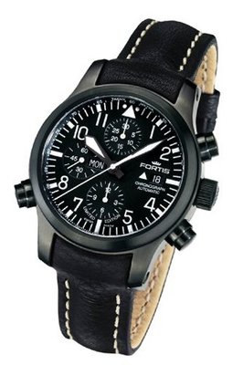 Fortis 657.18.11 L.01 B-42 Flieger Automatic Alarm Chronograph Black Dial