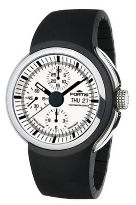 Fortis 661.20.32 K Space Leader Swiss Automatic White Dial Chronograph Day-Date Black Silicon
