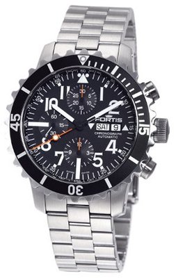 Fortis 671.10.41M B-42 Marinemaster Automatic Chronograph Black Dial