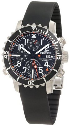 Fortis 673.10.41K B-42 Marinemaster Automatic Chronograph Black Dial