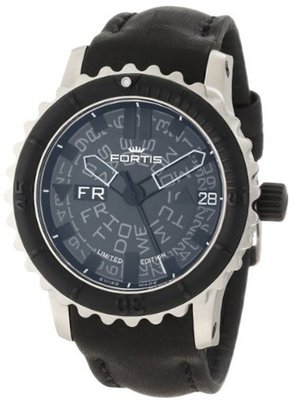 Fortis 675.10.81 L.01 B-42 Big Black Automatic Rotating Bezel Leather