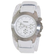 Fossil CH2858 Retro Traveler Chronograph White Leather Strap