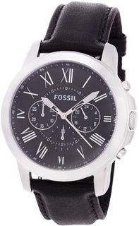 Fossil FS4812 Grant Chronograph Black Leather