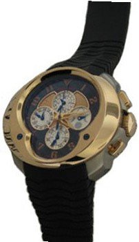 Franc Vila: Esprit Unique Annual Calendar Chronograph , 12.9a.TIRG-CF.WHG.5N.5NH (Titanium & Stainless Steel Case / Black & Silver Guilloche Dial / Black Rubber Strap)