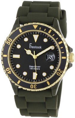 Freelook HA1433-3 Sea Diver Jelly Military Green Silicone Band with Matching Dial
