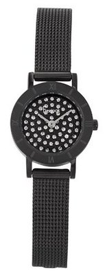 Freelook HA3031MB-4 All Black Mesh Band Blakc Case White Swarovski Stones Dial