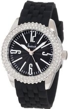 Freelook HA5339-1 Black Silicone Band Black Face Swarovski Bezel