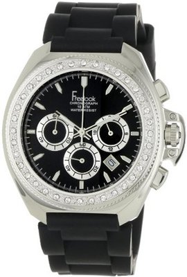 Freelook HA6303-1X Aquamarina Iii Black Band Black Dial Swarovski Bezel