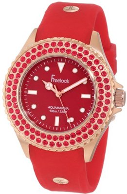 Freelook HA9036RG-2C Red Band & Dial Rose Gold Case Red Swarovski Bezel