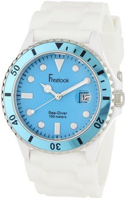Freelook Unisex HA1433-6H "Sea Diver" White Silicone with Blue Dial Sport