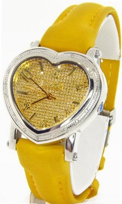 Freeze Ladies Genuine Diamond Stainless Steel Heart Face .35ct Diamonds