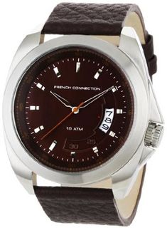 French Connection FC1033T Brown Leather Strap Stainless Steel