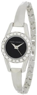 French Connection FC1038B Stainless Steel Bracelet Round Case Czech Crystals