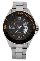 uFrench Connection Fcuk Quartz with Black Dial Analogue Display and Silver Stainless Steel Bracelet FC1116O 