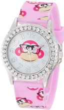 Frenzy Kids' FR803B Monkey Print Pink Analog Children's