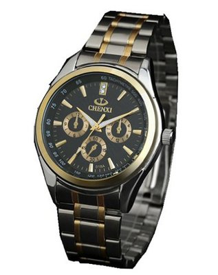 Golden Lines Multifunction es Quartz Full-automatic Stainless steel Business Man Black