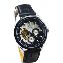 FUYATE Stainless Steel Allochroic Glass Tourbillion Hand Wind Mechanical