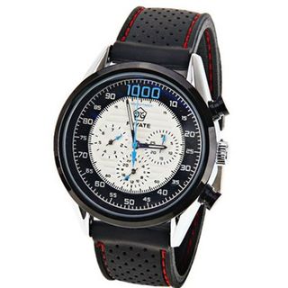 uFUYATE Black and White Dial Fuyate  Blue Long Pointer Rubber band Modern and Elegant Mechanical 