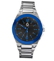 G by GUESS Silver-tone Blue Bezel G99027G2