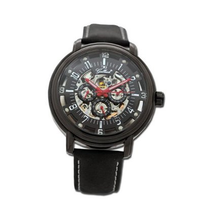 Gallucci Automatic 3 Eyes Skeleton IP Black Coating Black Dial #WT22970SK/SS-L-KK
